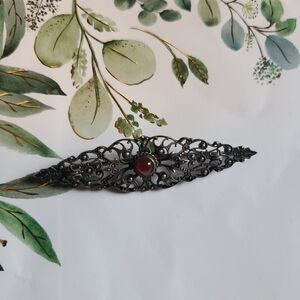 Vintage Antique Victorian Style 800 Silver Sterling Carnelian ? Brooch Pin